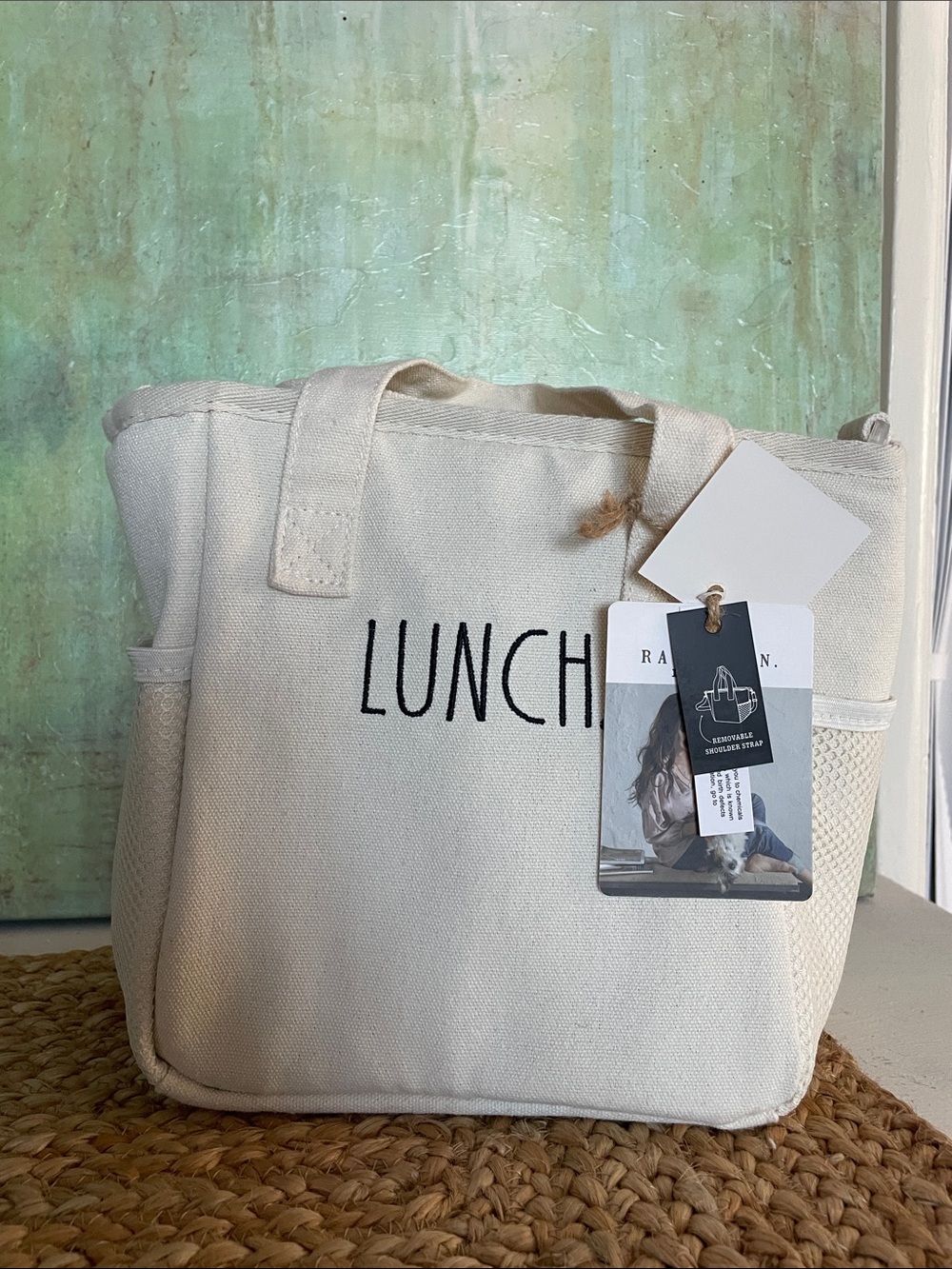 Rae Dunn NWTCanvas 'LUNCH' Insulated Lunch Tote - Neutral Cream